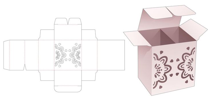 Box and insert partition with mandala stencil die cut template