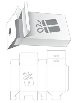 Hanging packaging box with gift box stencil die cut template