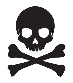 Crossbones skull mark flat vector illustration ( danger / warning)