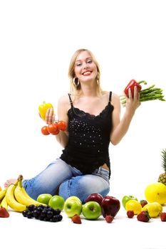 healthy nutrition - woman with vegetables