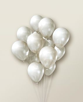 White air balloons group on a cream beige background