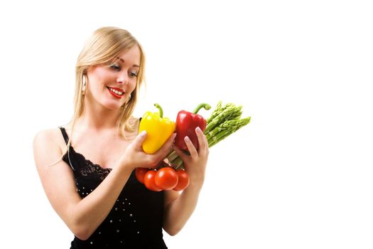 healthy nutrition - woman with vegetables