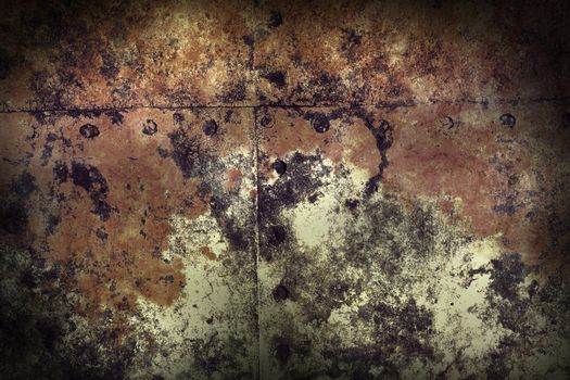 Vintage metal rust background, copy space. 