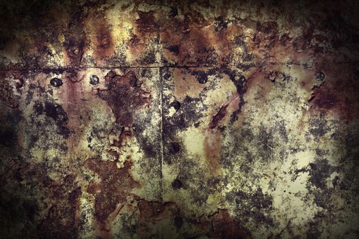 Vintage metal rust background, copy space. 