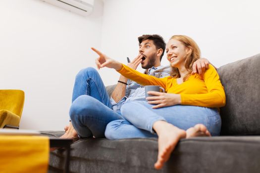couple in love watching tv