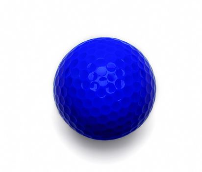 blue golf ball on white background