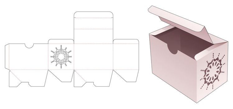 Rectangular packaging with mandala stencil die cut template