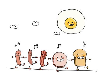 Breakfast friend cartoon doodle vector illustration