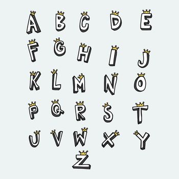 A-Z alphabet with crown vector illustration