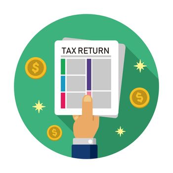 Tax return, submit tax document, tax form / cirlce banner illustration