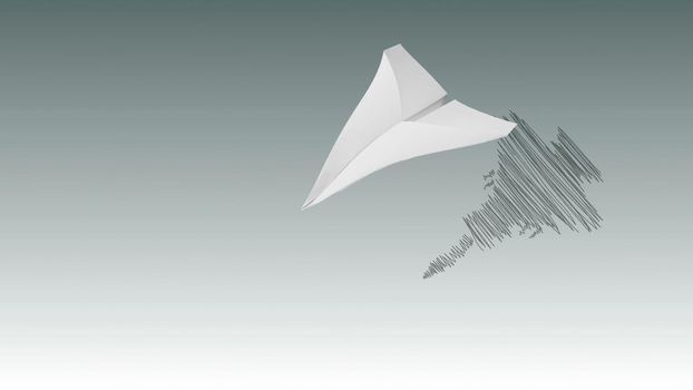 Paper airplane casting a shadow of a fighter plane  - vision and aspirations concept illustration