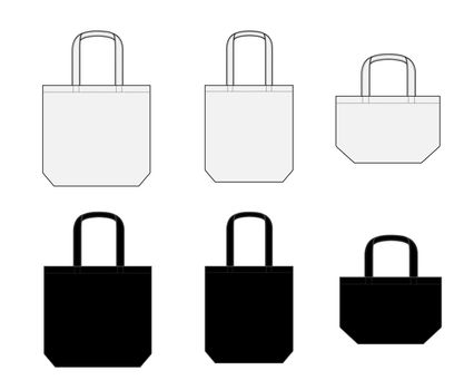 Tote bag (ecobag , shopping bag) template vector illustration set ( various types )