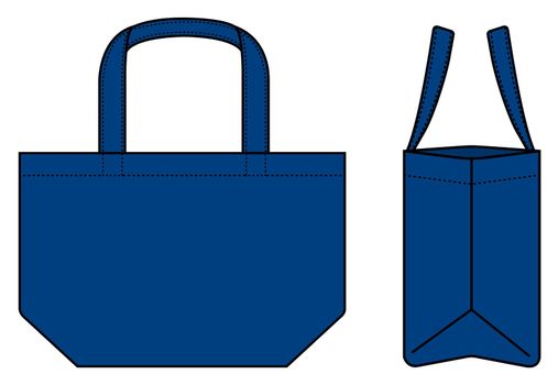 Small tote bag (ecobag , shopping bag) template vector illustration (with side view)