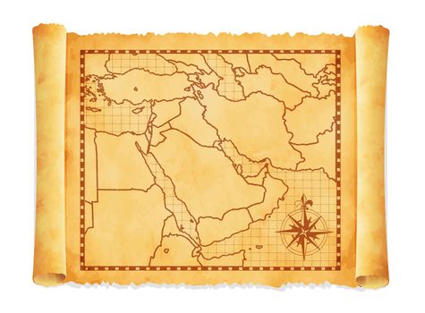 Old vintage middle east ( western asia ) map vector illustration

