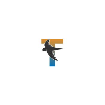 Letter T logo with swift bird icon design vector