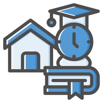 Home schooling icon design outline color style