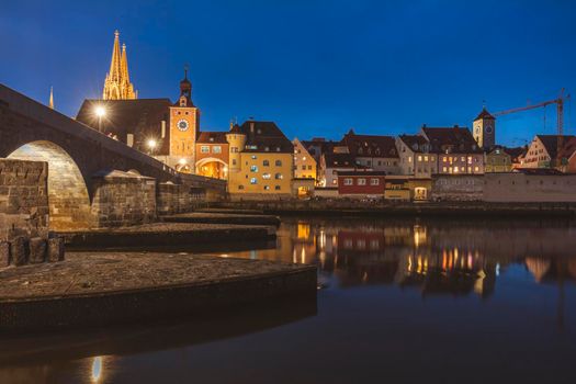 Panorama of Regensburg at evening