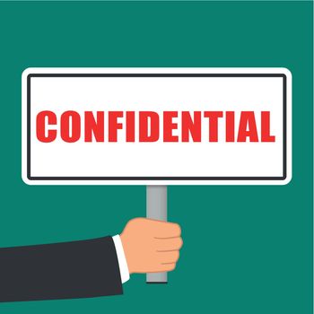 confidential word sign flat concept