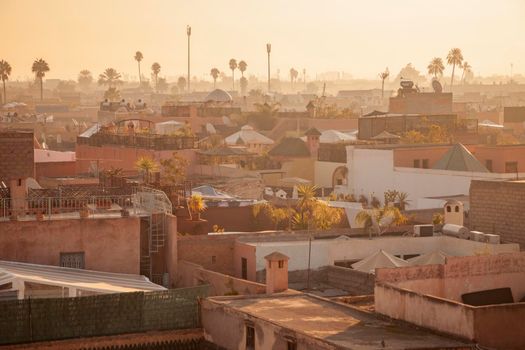 Panorama of Marrakesh at sunrise