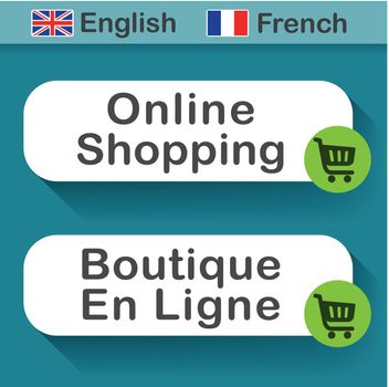 online shopping button with french translation