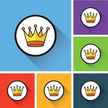 crown icons with long shadow