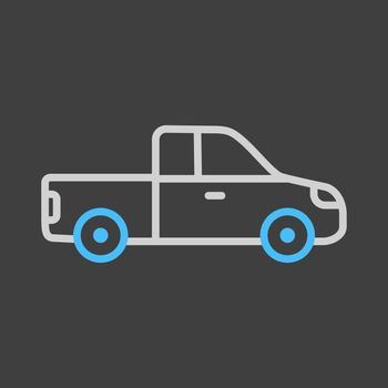 Pickup car flat vector icon isolated on dark background