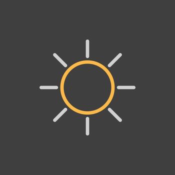 Sun vector icon on dark background. Symbol of the good weather