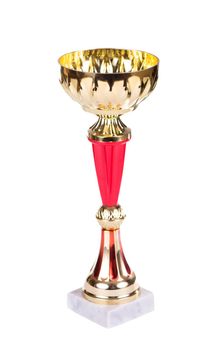Trophies, cups isolated on white. The trophy is a tangible and lasting reminder of a specific achievement, it serves as a recognition, proof of merit awarded at sporting events