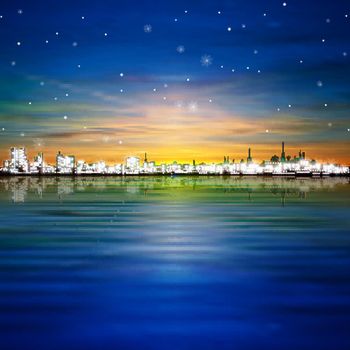 abstract stars background with sunset in Tallinn