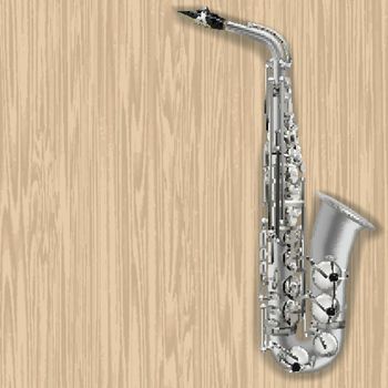 abstract grunge wooden background with saxophone