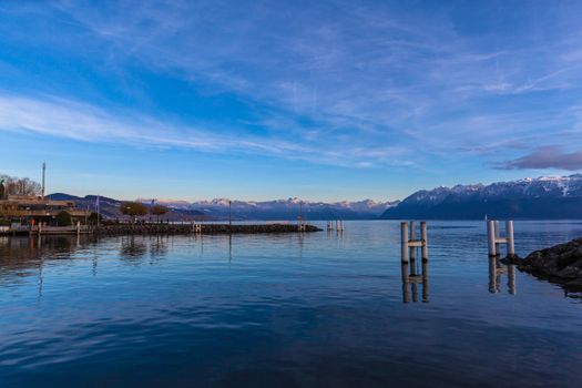 Stunning view of lake Leman at Lausanne