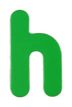 lower case h magnetic letter on white with clipping path