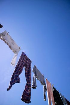 Laundry hanging out in the sun