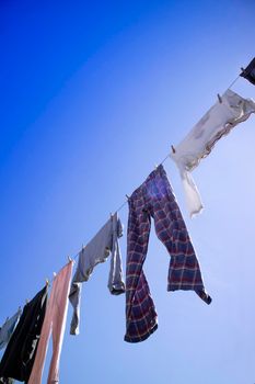 Laundry hanging out in the sun