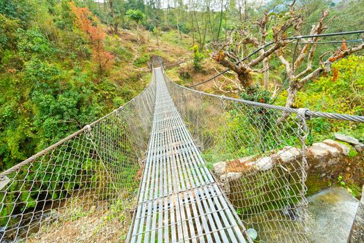 Suspension Footbridge, Trek to Annapurna Base Camp, Himalaya, Nepal