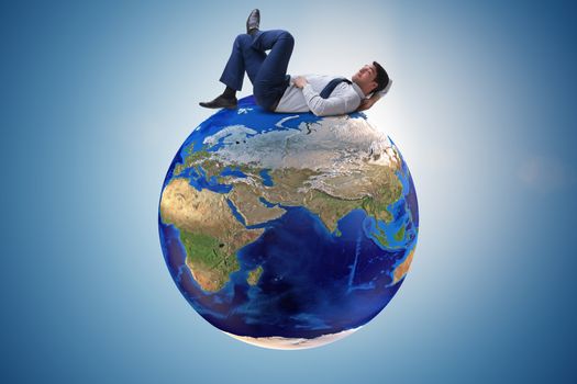 Businessman in global business and globalization concept