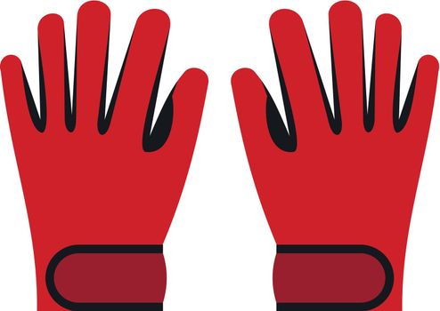 Red winter ski gloves icon, flat style