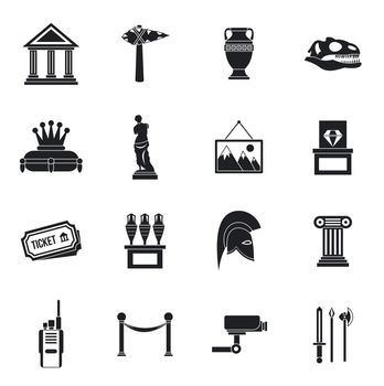 Museum icons set, simple style