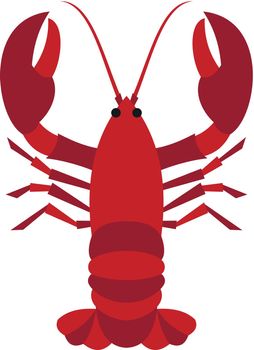 Boiled red crayfish icon, flat style