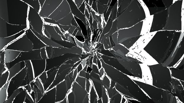 Pieces of demolished or Shattered glass
