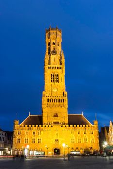 Belfry of Bruges at night