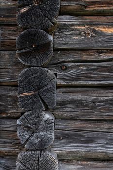 Wooden log cabin or felling texture or background