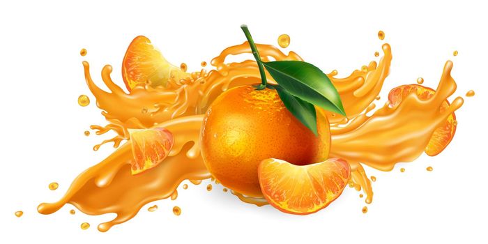 Splash of fruit juice and fresh mandarins.