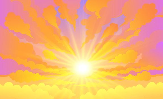 Sky, cloudy days and the sun shining in the evening. Sky Twilight Background Vector