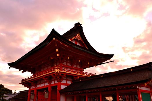 Closeup of the main gate of the Fushimi Inari shrine