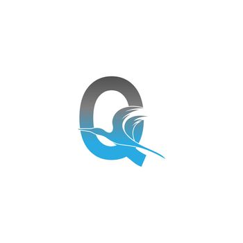 Letter Q logo with pelican bird icon design