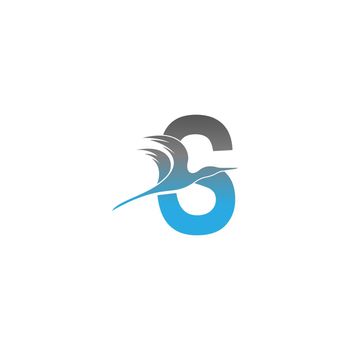 Letter S logo with pelican bird icon design