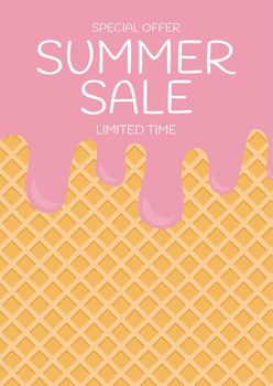 Wafer texture Ice cream summer sale background. Vector Illustration