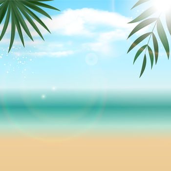Natural Palm Summer Sea Background. Copy space vector illustration