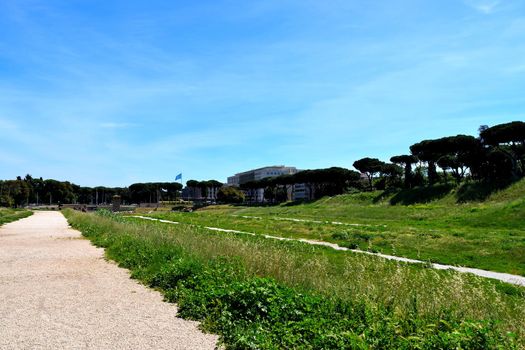 View of the Circus Maximus without tourists due to the phase 2 of lockdown